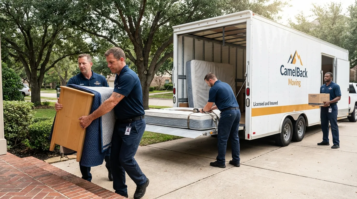 Crew loading residential truck for cross-state move from Eagle River, AK