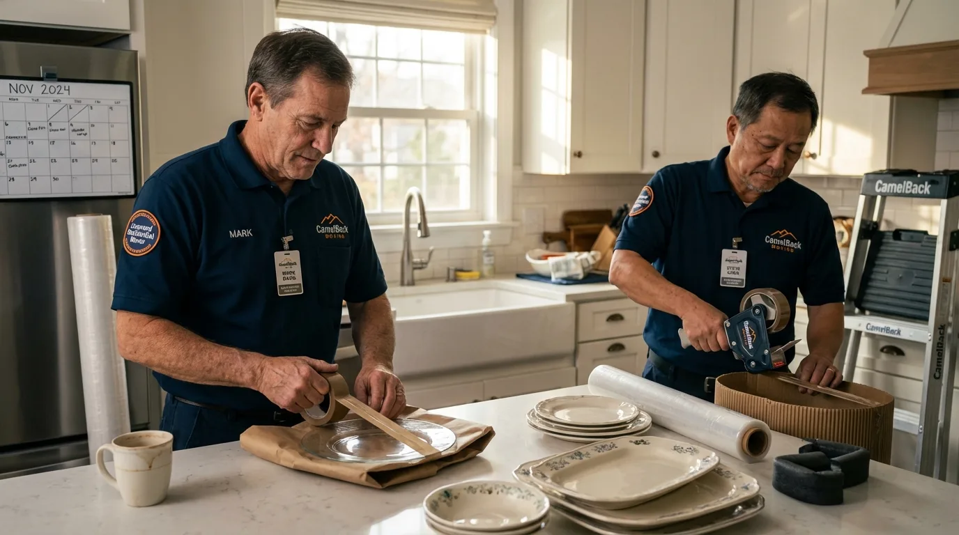 Professional crew packing kitchen dishware in Eagle River, AK